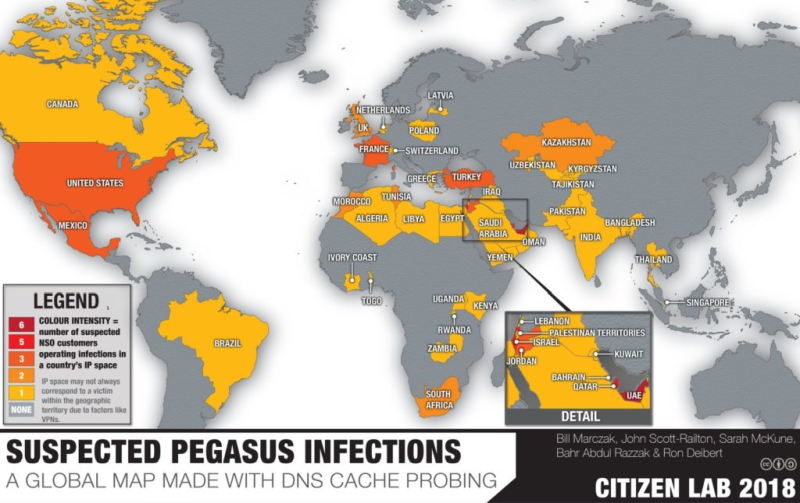 Im Jahr 2018 entdeckte Citizen Lab Spuren von Pegasus-Aktivitäten auch in Polen (Foto: Citizen Lab)